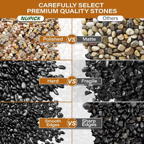 NUPICK 3lb River Rocks for Plants Indoor, 1/5 Inch Mixed Pebbles for Vase Fillers, Decorative Pea Gravel for Fish Tank, Natural Polished Stones for Succulent, Bonsai, Landscaping, Bird Baths - color: MIX, size: 3Lb(1/5")