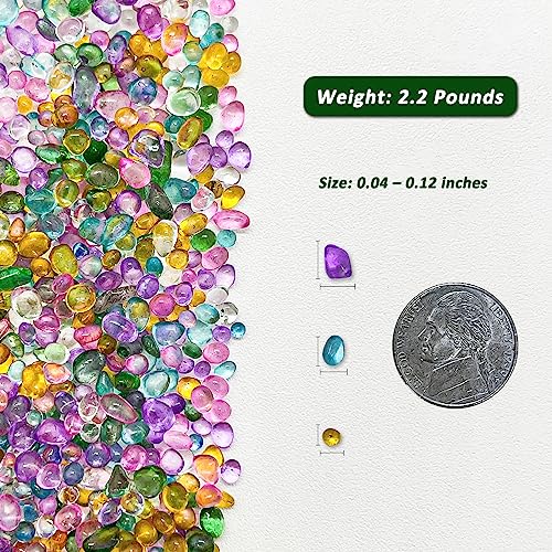 BXI 2.2 Lbs Small Aquarium Substrate Gravel Sand, Polished Smooth Fish Tank Gravel, Colorfast Uncoated Vibrant Blue Sea Glass, Decorative Stones for Vase Fillers, Fairy Garden, Potted Plants - color: Multicolored Glass Sand, size: 2.2 lbs, 0.04''-0.12''(M