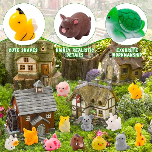 42 Pcs Mini Resin Animals 42 Styles Resin Animals Figurines Bulk for Micro Fairy Party Favors Garden Hide Accessories Dollhouse Crafts Decor - style: 42Pcs-Animals