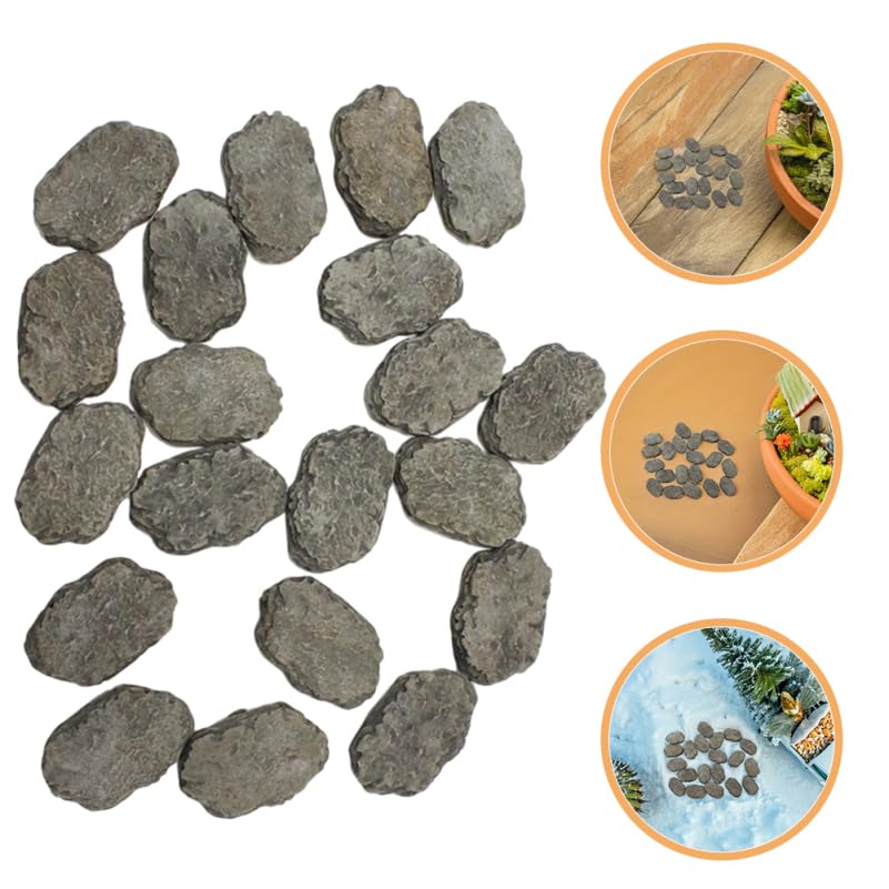 UKCOCO 20Pcs Miniature Stepping Stones for Fairy Garden Accessories DIY Bonsai Micro Landscape Resin Rock Decorations for Garden Pathways and Aquarium Ornaments