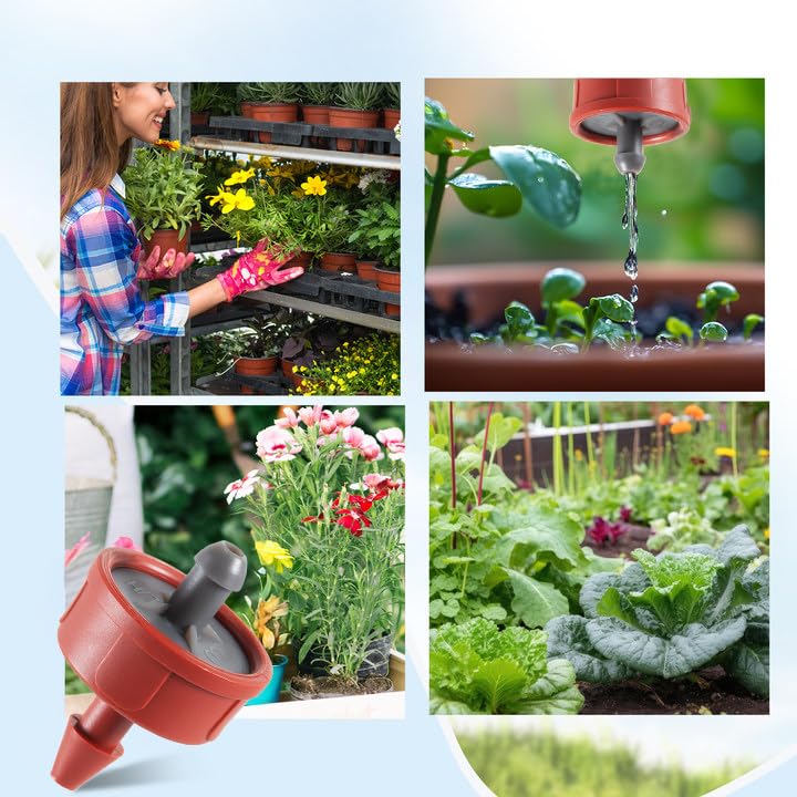 60Pcs 0.75 GPH Pressure Compensating Irrigation Spot Drippers,Constant Flow Barb Outlet Watering Dripper Emitters Heads Parts for 1/4 Inch Watering Tubing Line for Garden Pots Plants Irrigation System - color: 0.75 GPH 60PCS