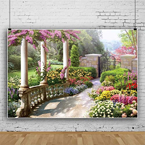 shensu Vinyl 9x6ft Spring Scenery Garden Floral Backdrops for Photography Colorful Flowers Green Plants Photo Background Mother's Day Girls Women Tea Party Decoration Portrait Photo Booth Props - size: 9x6ft