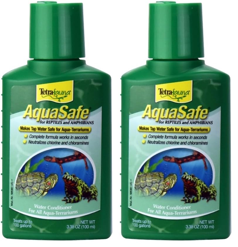 TetraFauna AquaSafe for Reptiles and Amphibians 3.38 Oz, Aqua-Terrarium Water Conditioner, Makes Tap Water Safe (Pack of 2) - size: 100ml (Pack of 2)