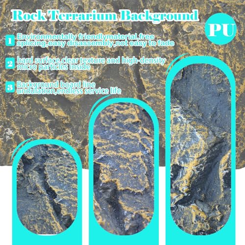 PINVNBY Rock Terrarium Background,3D Bearded Dragon Tank Backgrounds Wall Reptile Stereo Backdrop Amphibian Habitat Climbing Board Decoration Aquarium Background Decor for Reptiles Lizard Fish Frog - color: 【ROCK】