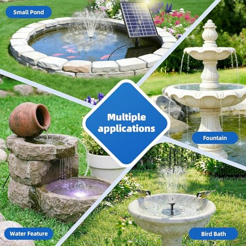 Antfraer 7W Solar Pond Filter with Battery Backup, Solar Pond Filter with Water Pump, Pond Pump with Shortage Protection For Small Pond Bird Bath Fish Ponds - size: 7W