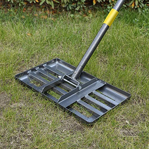 Lawn Leveling Rake,17"x10" Lawn Leveler Tool for Lawns with 5FT Ergonomic Handle,Heavy Duty Leveling Rakes for Lawns,Yard Garden Golf Course, Ease Level Soil Sand Dirt Surfaces… - style: 5 FT