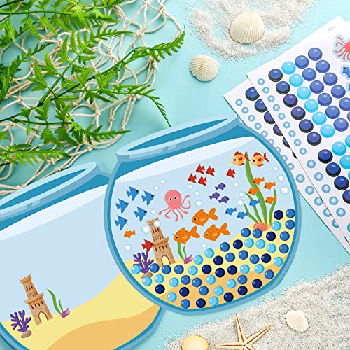 32 Pcs 100 Days of School Sticker Scene for Kids, Fun Vivid Fish Tank Stickers Toddler Preschool Build a Scene Crafts for School Classroom Activity Birthday Party, Backgrounds and Sticker Sheets Set