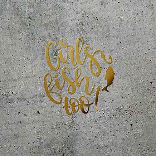 Decal Stickers of Girls Fish Too (Metallic Gold) (Set of 2) Luxury Weatherproof Vinyl Decal Stickers for Laptop Desktop Smartphone Car Dirt Bike Wall Room Mason Jar - BICVER1c33532GOW19Y24 - color: Metallic Gold, size: 4.8'' x 5.2''