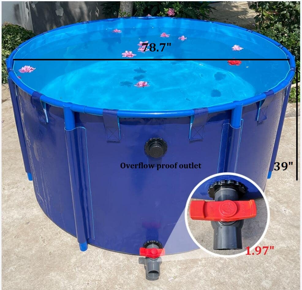 Canvas Fish Pond PVC Frame Above Ground Fish Pond 6.5ftx3ft Portable Aquaculture Tank for Koi Culture Agricultural Irrigation Water Storage Tank,Belt frame/3100L - style: 2*1