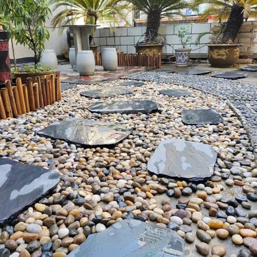 40LB Mixed Color River Rocks - 2-3 inch High Polished Decorative Pebbles, Polished Stones for Landscaping, Natural River Rocks for Outdoor Décor, Plants,Vase Filler,Fish Tank - size: 40LB, style: Mixed Color