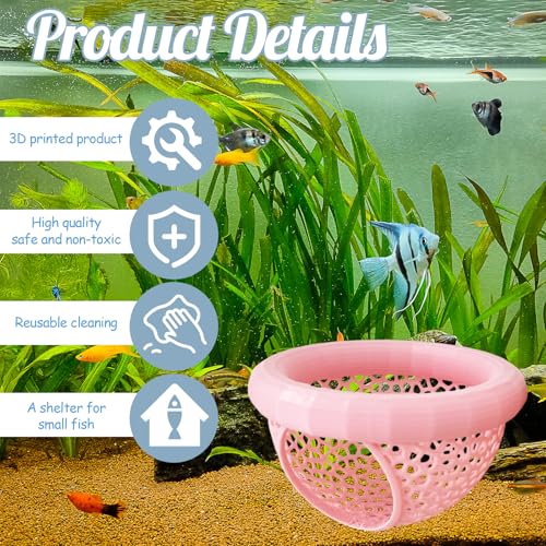 CAIJ Betta Exercise Ring & Floating Hammock Set, Aquarium Betta Fish Training and Feeding Rings, Multi-Functional Floating Resting Bed, Decorative Accessories for Small Fish Tanks Pink
