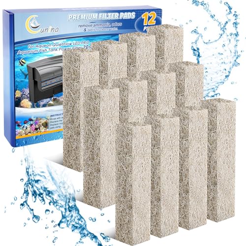 12PCS Ammonia Reducer Filter Pads Compatible with Aqueon Quietflow 20 & 75, Sponge Replacement Filter Cartridges for Aqueon Quietflow LED PRO Aquarium Fish Tank Power Filter