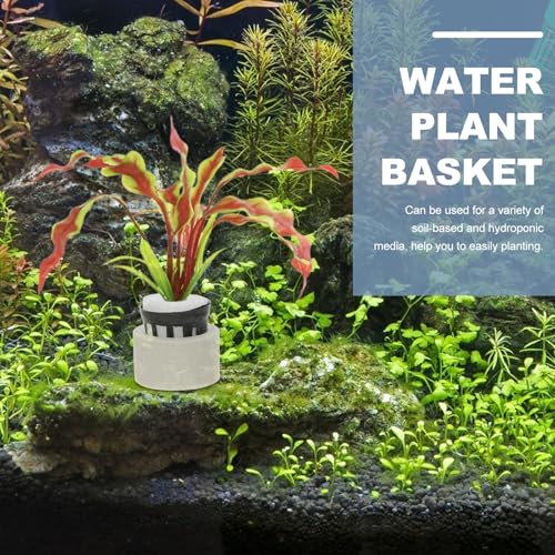 10 Sets Hydroponic Planting Basket with Sponges and Ring, Upgrade Aquarium Plant Weights Aquatic Water Plant Grass Containers Garden Slotted Mesh Net Cups Pots Fixed Rings for Hydroponics