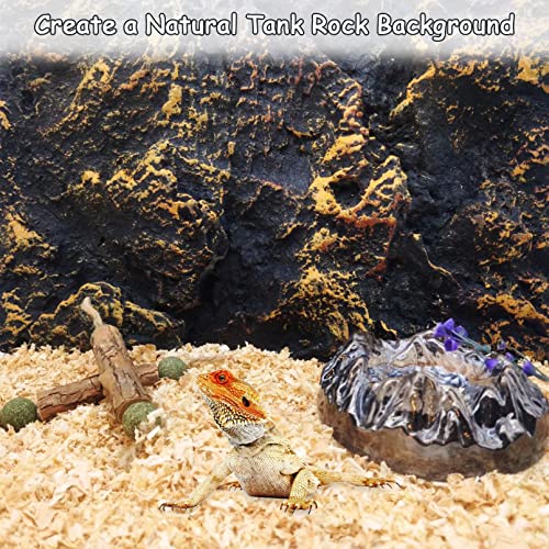 Rock Terrarium Background 3D Reptile Tank Background Board Amphibian Stereo Backdrop Wall Snake Habitat Decor for Lizard Bearded Dragon Gecko Spider Chameleon Turtle Fish (Yellow Rock) - color: Yellow Stone