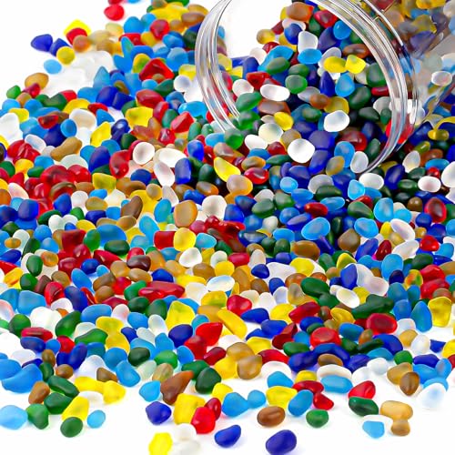 QEQEKAKA Colorful Sea Glass Stones for Crafts About 2.75LB (1180g/41.62oz Glass Pebbles Gemstones Bulk for Beaching Wedding DIY Decoration Aquarium Turtle Tank Vase Filler - color: Colorful, size: 2.75LB (1185g/41.79oz)