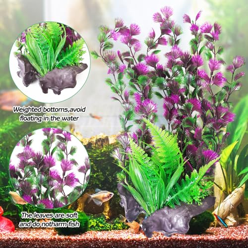 Hamiledyi Aquarium Plastic Plants Aquarium Decor Artificial Fish Tank Plants Lifelike Tall Fish Tank Decorations Aquarium Plant Suitable for Saltwater and Freshwater 15.7in 2pcs - color: B*2 Pcs, size: 15.7 in
