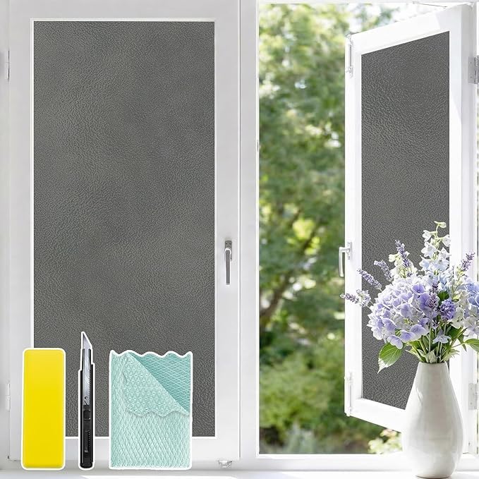 Niviy Day and Night Privacy Gothic Window Film, Nighttime Privacy Window Tint for Home, Static Cling Two Way Frosted Window Privacy Film for Glass Door, Garage, Renter House (Grey, 23.6 x 78.7 inch) - color: Gray, size: 23.6"x 78.7"