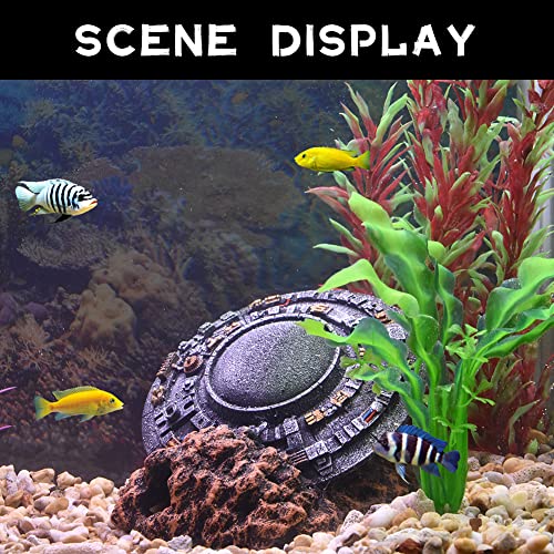 Aquarium Decorations-UFO Fish Tank Accessories for Betta Hide Flying Saucer Creative Medium Fish Tank Decor Reptile Box Landscaping Ornament - color: Ufo-m