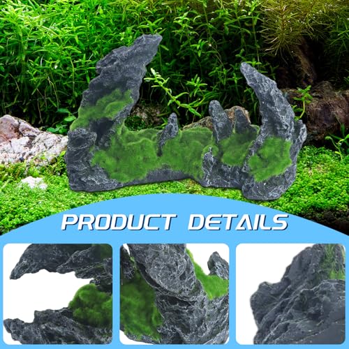Saim Large Aquarium Mountain View Stone, Resin Cave Ornament – Betta Hideout, Fish House Rock Cave Bridge Aquarium Decorations for Betta Cichlids Hideaway Cave, Crab Hideout