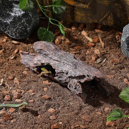IBWell Aquarium Caves Decor Fish House for Betta Tree Log Hideout Tank Accessories Resin Simulated Hollow Trunk Reptile Shelter for Corn Snakes Lizards