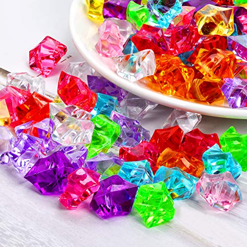 180-190pcs Multicolored Acrylic Fake Gems, Crushed Ice Rocks, Plastic Gems Jewels for Vase Fillers, Table Scatter, Sensory Bin Filler, Photo Props Christmas Decor, Decoration Wedding Display