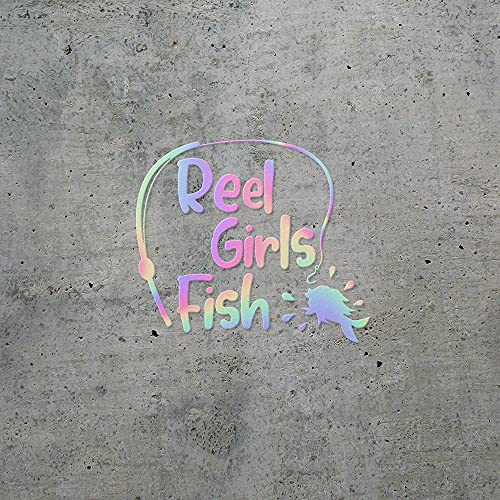 Decal Stickers of Girls Fish (Hologram) (Set of 2) Premium Waterproof Vinyl Decal Stickers for Laptop Smartphone Car Dirt Bike Wall Room Mason Jar Bathtub Door - Bicver1D44382How19Y24 - color: Hologram, size: 5.5'' x 4.8''