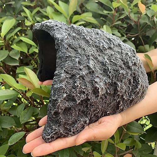 Large Realistic Rock Reptile Hide Cave, Terrarium Aquarium Decor Hideout for Bearded Dragons, Lizards, Snakes, Geckos, Turtles & Tortoises