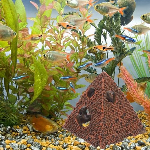 1PC Pyramid Aquarium Fish Tank Decorations Small Hideout House Statues Figurine Sculpture Ancient Egypt Reptile Turtle Lizard Spider Tanks Terrarium Egyptian Décor Ornament Pet