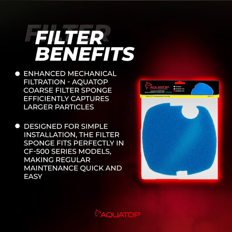 Aquatop Replacement Coarse Filter Sponge for CF-500 Series – Sponge Refills for Improved Mechanical Filtration and Cleaner Water, RCP-CF500 - color: Blue, size: CF500UV/CF500UVMKII