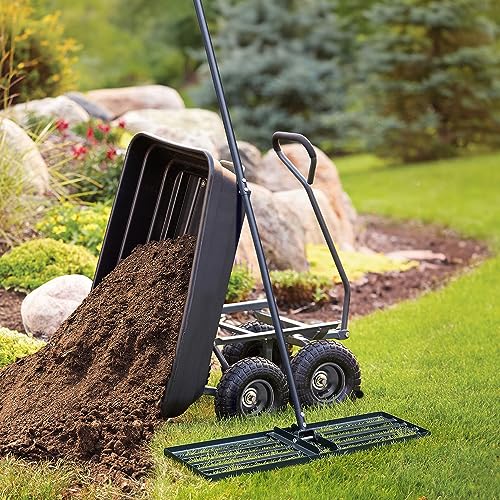Jardineer 36 Inch Heavy Duty Lawn Leveling Rake, 72 Inch Long Handle Yard Leveler for Grass Soil, Ground Dirt Leveler Tool for Lawn, Garden, Golf Course Maintenance - style: 36inch Lawn Leveling Rake with 72 Inches Long Handle