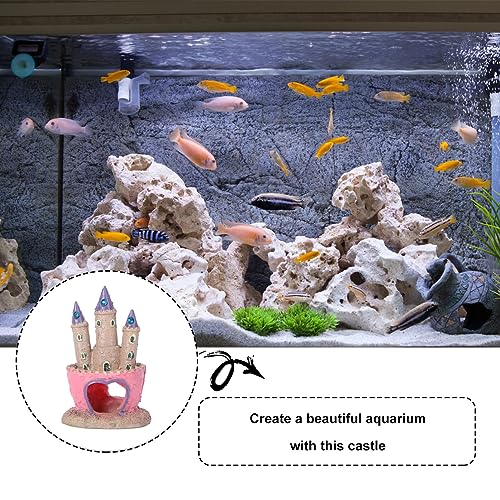 Mipcase Cartoon Castle Aquarium Decoration with Hidden Fish Cave Small Fish Tank Ornament for Freshwater and Saltwater Betta Tank Accessories