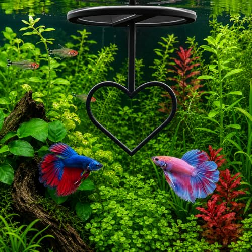 Floating Heart Betta Training Ring, Heart Active Betta Training Ring, Floating Feeder, Enrichment Toys for Aquarium Decor, Pink, 3.8in x 3.7in (Black, Single) - color: Black, size: Single