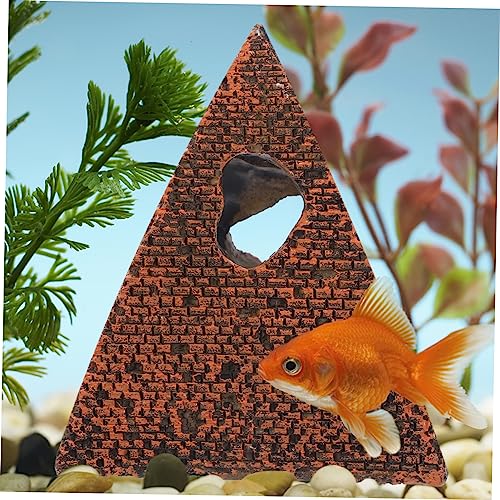 STOBOK Aquarium Decor Castle Fish Tank Decoration Stands Egyptian Pyramid Rockery Hiding Cave Tree House Hideout Hut for Reptile Shrimp Terrarium 11. 2x11x12. 5cm