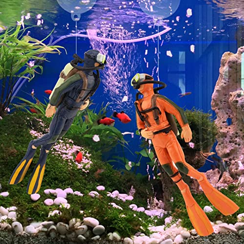 2 Pack Fish Tank Decorations Little Diver Decorative Ornament Floating Pendant for Creative Fish Tank Accessories, Aquarium Decorations, Marine Landscaping