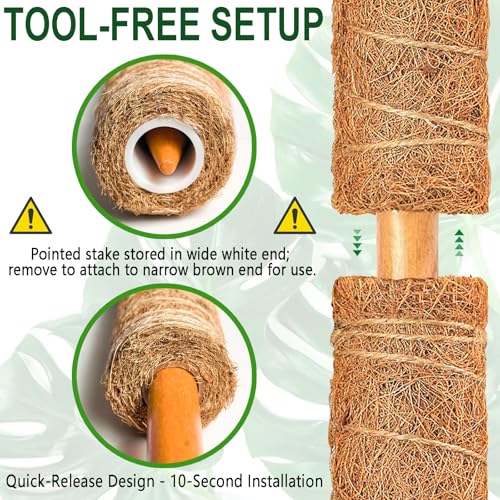 Soupiar 4 Pack 22 Inch Stackable Moss Pole - Thick & Sturdy Natural Coir Totem Plant Support & Garden Stakes for Monstera & Pothos, Indoor Climbing Vining Houseplants, 70" H Max - color: 4*22 inch