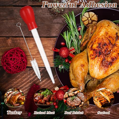 Baster for Cooking Turkey Baster Syringe with Cleaning Brush Baster for Cooking for Hot Liquids Meat and Food Injector Turkey Baster for Aquarium (Red)