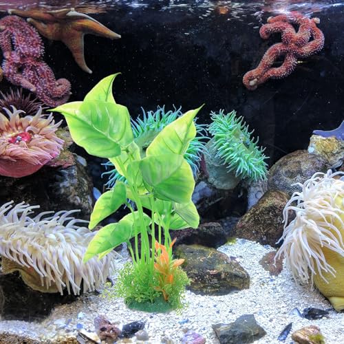 Artificial Aquarium Plants 2pcs Large Plastic Fish Tank Decorations Tall Betta Fish Tank Accessories for Freshwater Aquatic Scenery
