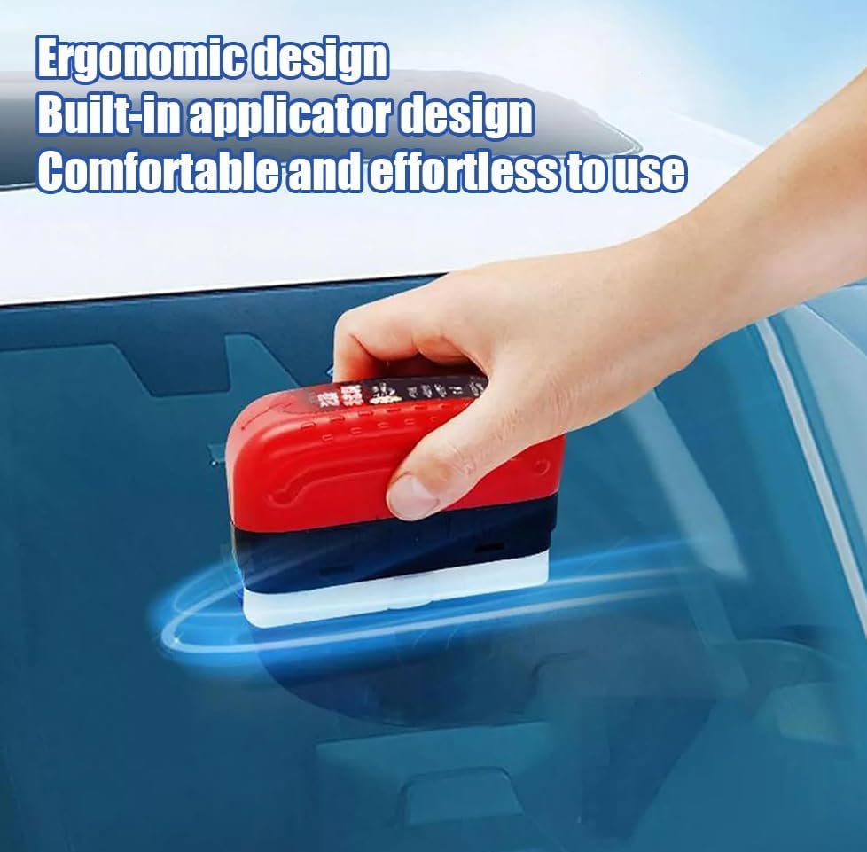 3PCS Upgrade 2.0 Clear View Glass Cleaner, Oil Film Cleaning Brush for Automotive Windows, Clear Sight Car Windshield Cleaner Tool, Universal Cleaning Wipe Board(Red) - color: Red