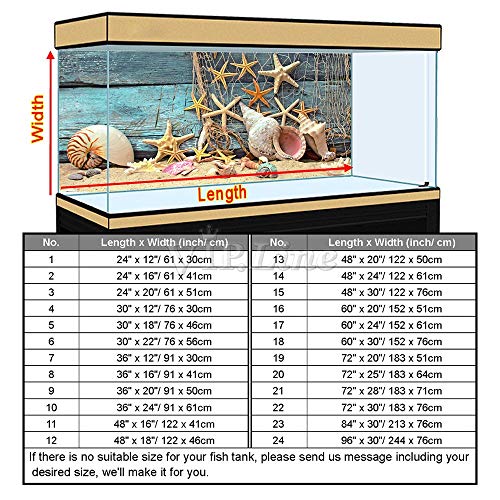 Starfish Aquarium Background Poster HD Fish Tank Decorations Landscape (60" x 24"/ 152 x 61cm) - size: 60" x 24"/ 152 x 61cm