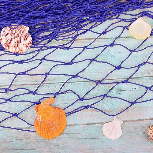 ZUEXT Dark Blue Decorative Fishing Net 80x40 Inch, 2PCS Picture Fish Net, Mermaid Net Cotton Fishnet Wall Hanging Decor for Hawaiian Nautical Beach Party, Fishnet Photo Display Sea Themed FishNet - color: Dark Blue, size: 80" x 40" - 2 Pack