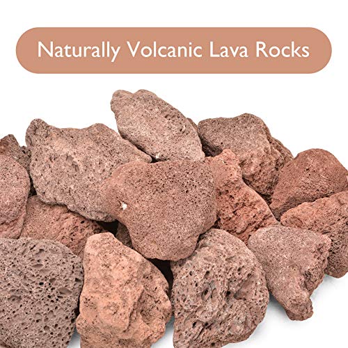 Skyflame 10LB Natural Lava Rocks for Fire Pits, Fire Tables, Fireplaces, Garden Landscaping Decoration, Indoor and Outdoor Use, 3"-5" Sizes, Red - color: Red, size: 3"-5"