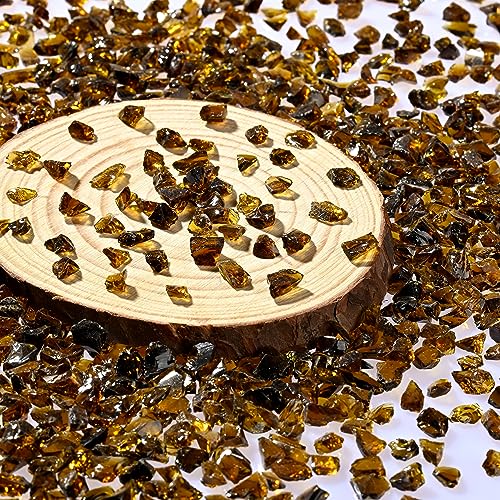 1.2lb Brown Crushed Glass for Crafts – 3-6mm Irregular Glass Chips for Resin Art, Vase Filler, Fish Tank Gravel, Decorative Stone for Candle Tray & Terrazzo(3-6mm 1.2 Pound) - color: Brown