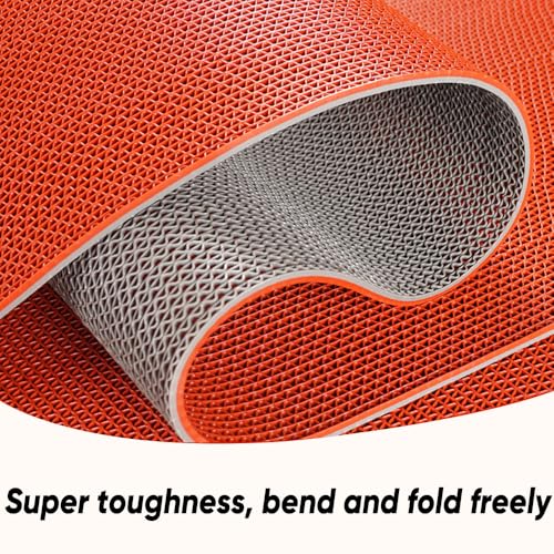 PVC Drainage Floor Mat Non-Slip Commercial Wet Area Mat for Outdoor and Indoor Restaurant Kitchen Bar Swimming Pool Splash Matting Water Drain Flooring Mat (Grey and Red, 3FTX11FT) - color: Grey and Red