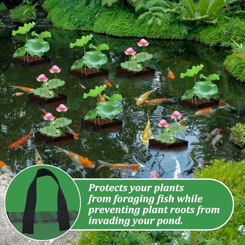 6PCS Mesh Aquatic Pond Plant Baskets, 2 Gallon Large Pond Planting Bags Reusable Aquatics Planter Pot Water Lily Growing Container with Handles for Lotus Bog Plant Garden Terrestrial Plants, 7.9" - color: Black-square, size: 7.9 x 7.9 x 7.9 inch 6PCS