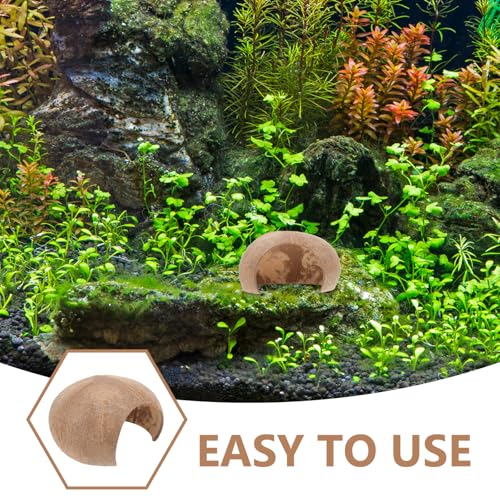GALPADA 2pcs Coconut Shell Fish Hideout Aquarium Decoration Reptile Cave Ornament Large Size for Breeding Hiding Habitat Suitable for Shrimp Turtle Hermit Crab