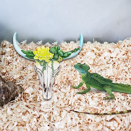 Oooct Bearded Dragon Tank Decor Accessories, Resin Cattle Skull Reptiles Hideouts Decorations, Decor Statue for Fish Aquarium Cave Landscape - color: B, size: Small