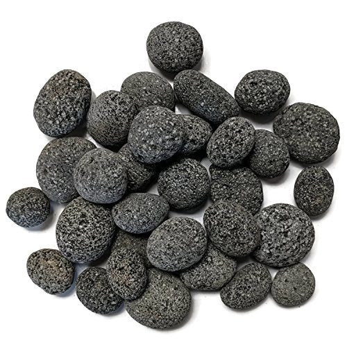 Midwest Hearth Natural Tumbled Lava Stones for Gas Fire Pit and Fireplace | Small (1/2"–1") | Smooth Round Volcanic Rock | 10 Lbs - size: Small (1/2" - 1")