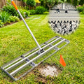 Lawn Leveling Rake, 2-in-1 Double-Sided Landscape Leveler with 20 Marking Flags for Low Spot, 48"×10” Heavy Duty Stainless Steel Flat & Serrated Side for Soil Sand Gravel, Yard Garden Golf Course - style: 48"×10”