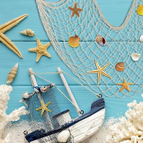 2 Pack Fish Net Decorations for Party - color: Beige+aqua