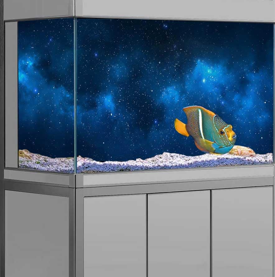 30X12IN Starry Aquarium Background, Art Starry Fish Tank Decorations Background, with 8 EVA Double-Sided Tape - color: Star, size: 30X12in/75X30cm